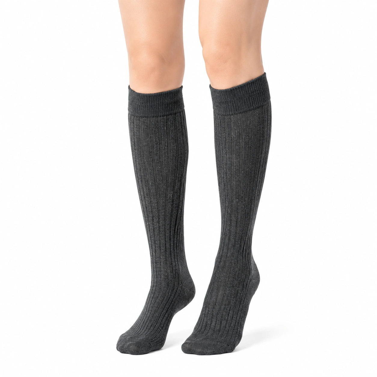 Calze al ginocchio 39-42 in maglia grigio scuro a costine