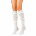 Calze lunghe 39-42 in maglia bianco con pizzo stile romantico