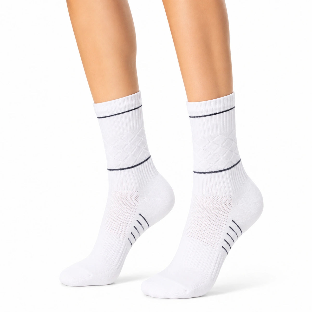 Calze sportive 39-42 in tessuto bianco e nero - stile a coste