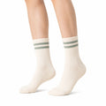 Calze sportive 43-46 in maglia bianco panna e verde a righe