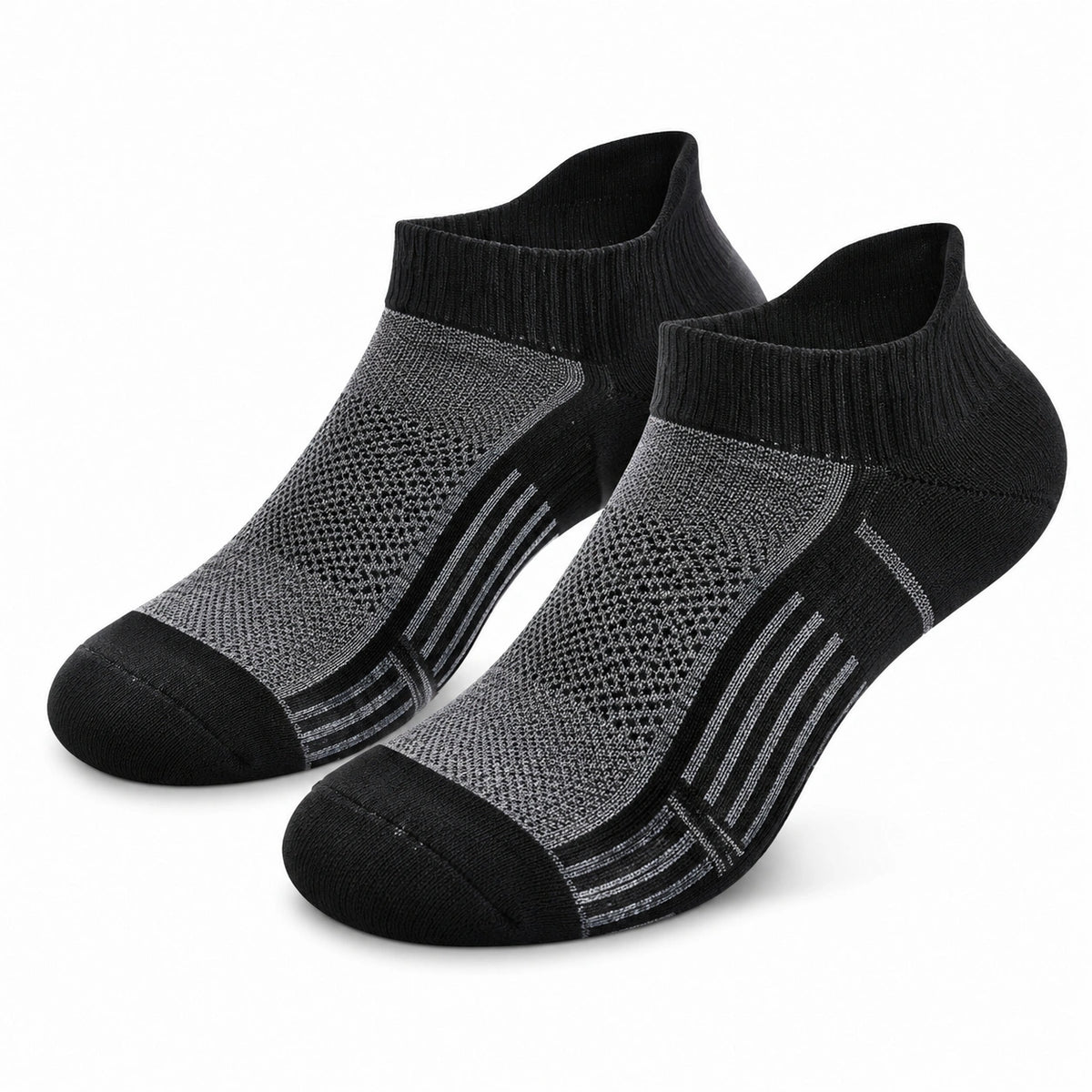 Calze sportive 39-42 in tessuto a maglia nero/grigio - corte elastiche e traspiranti