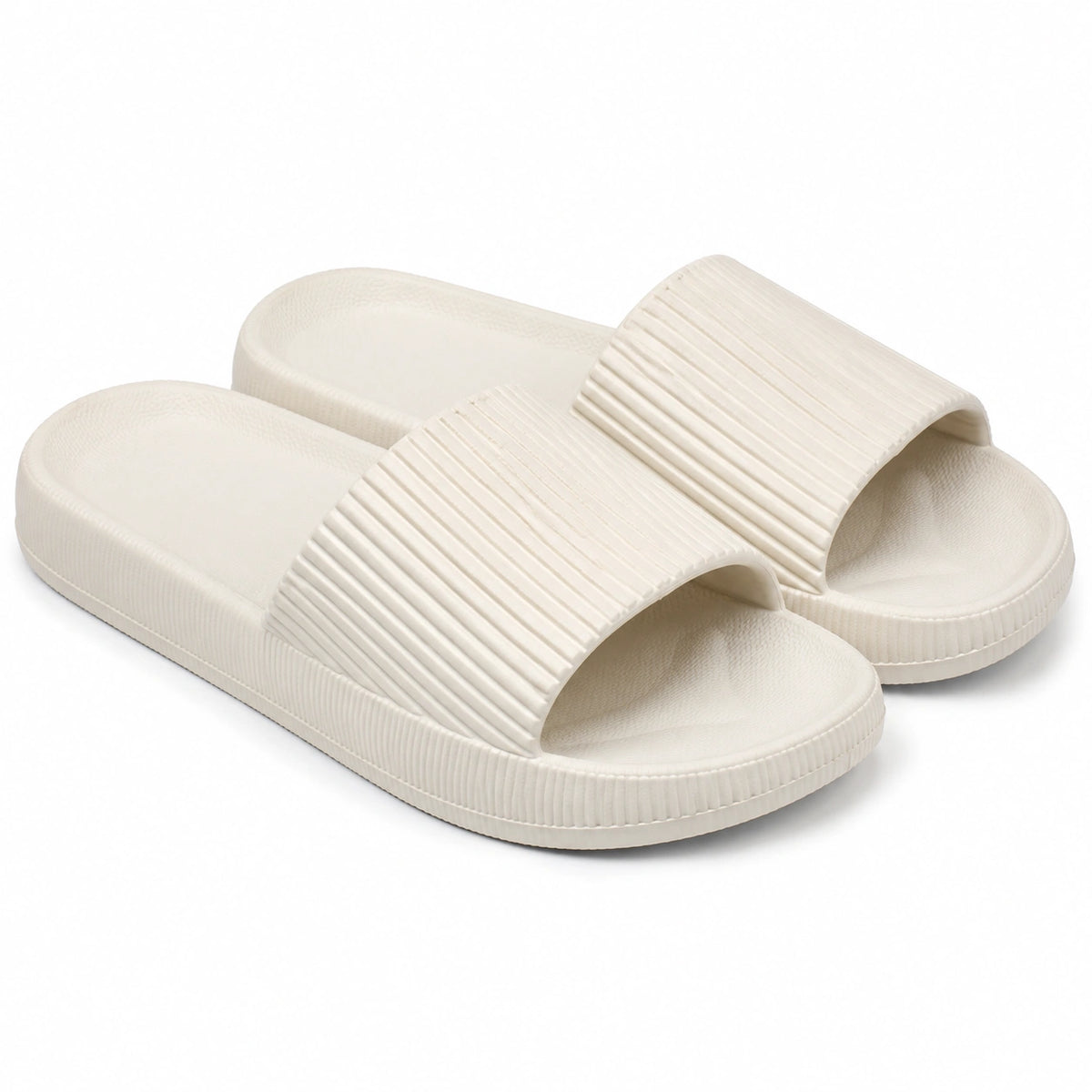 Ciabatte aperte 42/43 in materiale sintetico bianco con fascia a coste per uso quotidiano