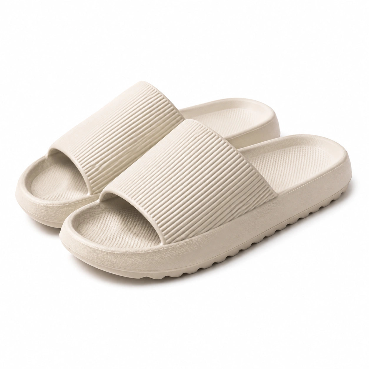Ciabatte 42/43 in materiale sintetico beige - fascia zigrinata e suola antiscivolo