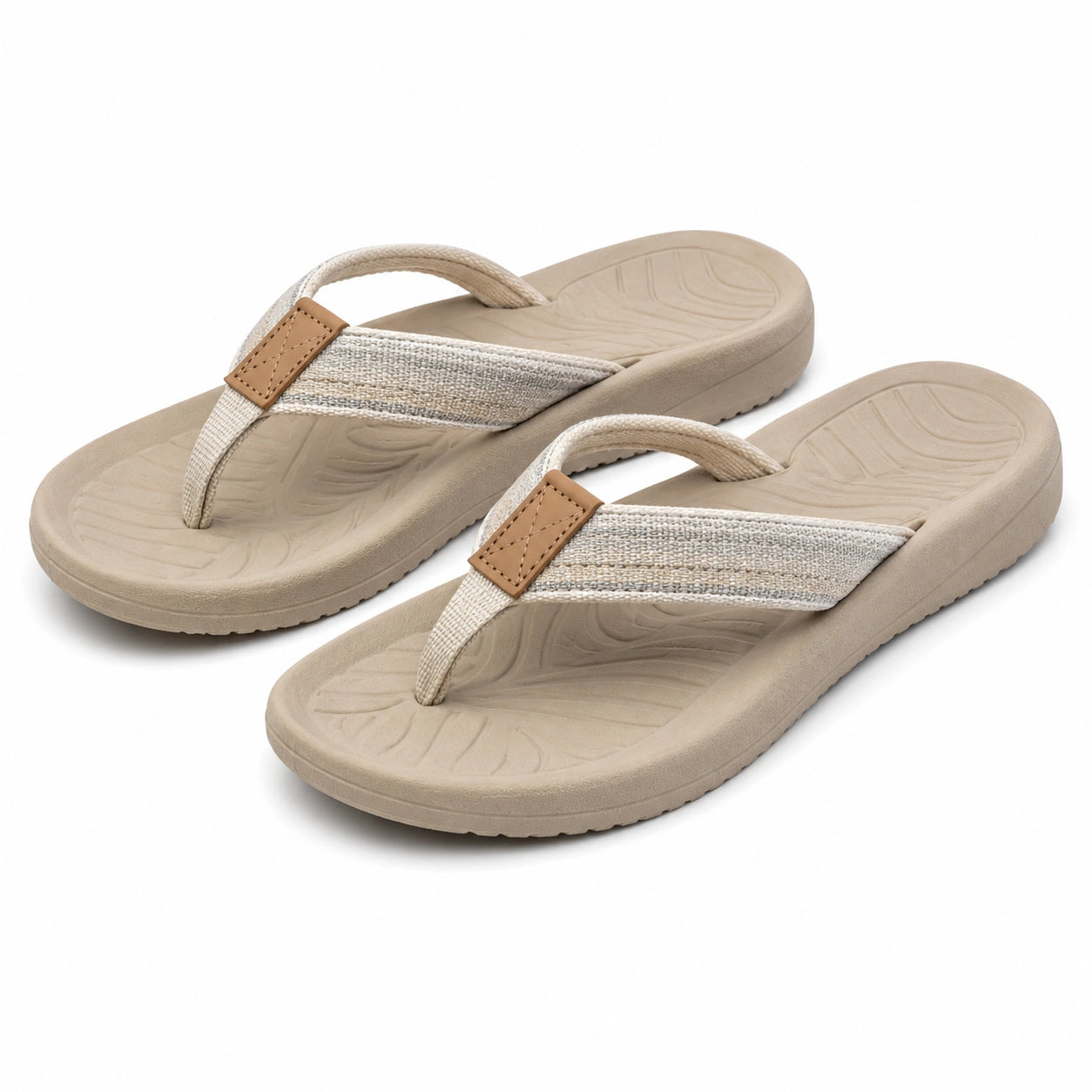 Infradito 42/43 beige con fascia in tessuto e suola sagomata per uso estivo