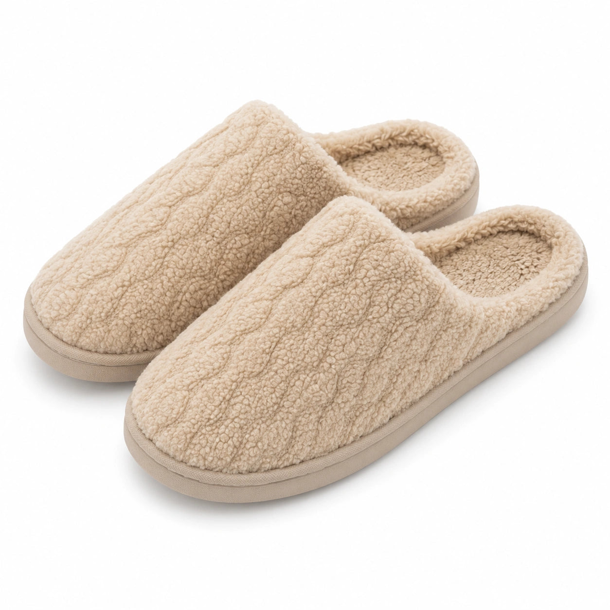 Pantofole da casa 38/39 in tessuto effetto sherpa beige - chiuse e morbide